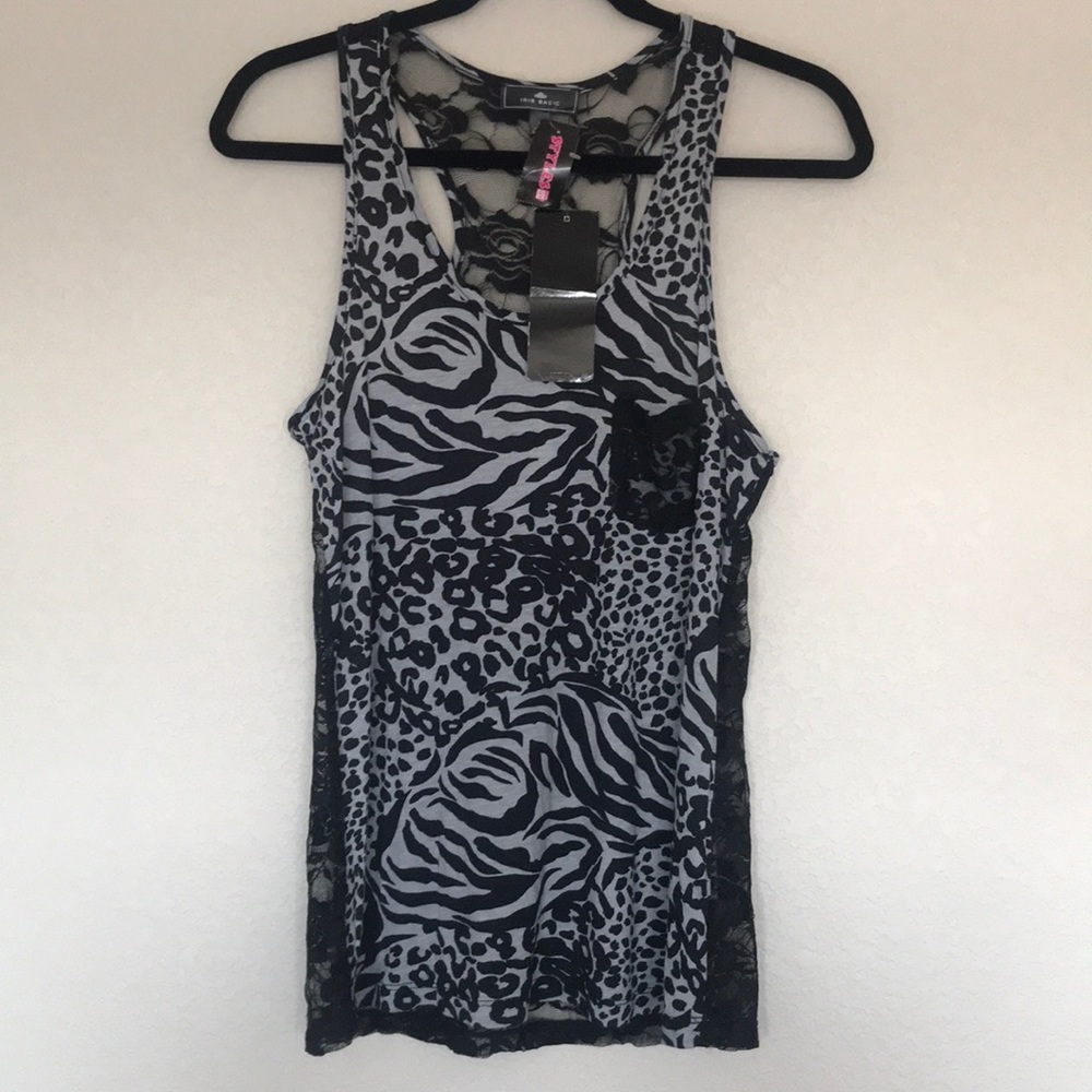 Iris Black Basic Racerback Tank Top Large - Picture 9 of 10